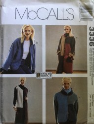 3336 MCCALLS HOODIE COAT, JACKET,  VEST COLORBLOCK PATTERN 8-22 UNCUT